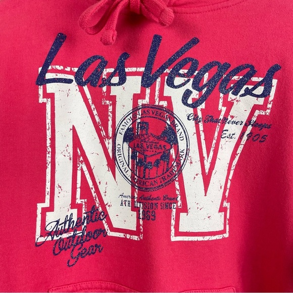 Alstyle Las Vegas Small Glitter Graphic Print Hooded Hoodie Sweatshirt - Picture 3 of 6